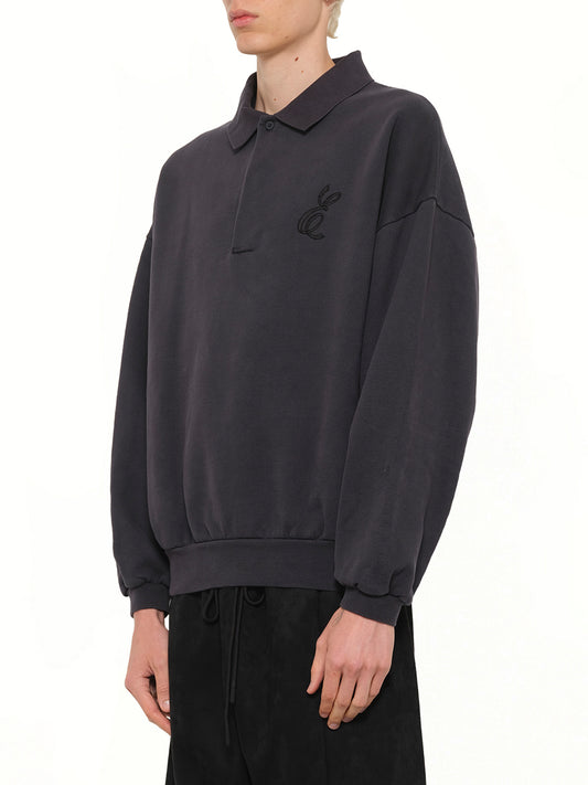 Classic Polo Sweatshirt in Vintage Black