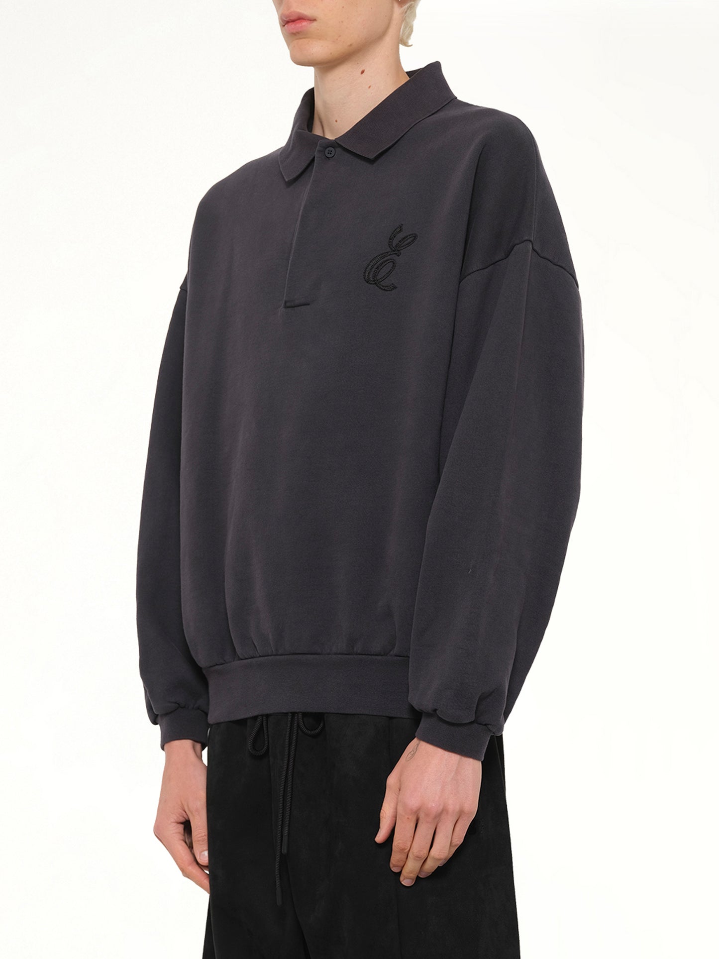 Classic Polo Sweatshirt in Vintage Black
