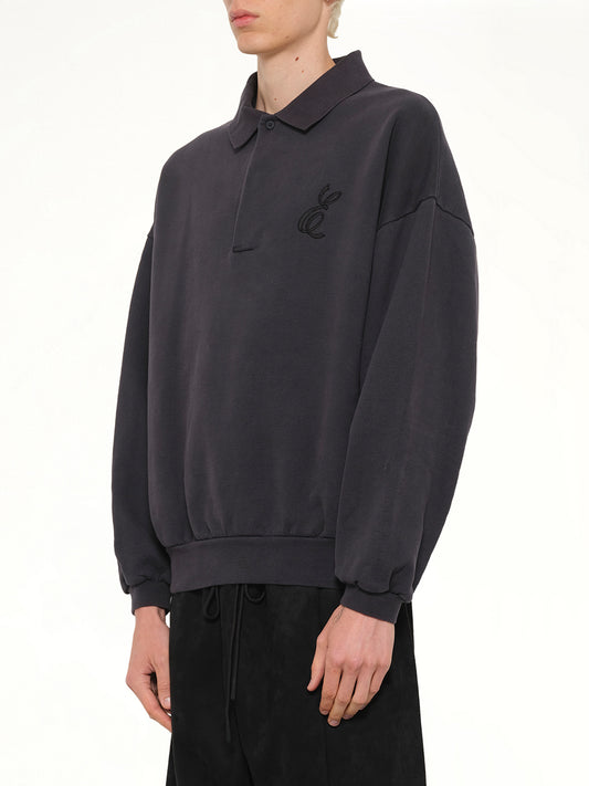 Classic Polo Sweatshirt in Vintage Black