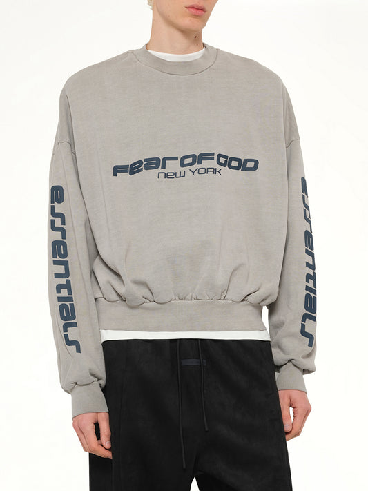 Cropped Relaxed Sweatshirt in Smoke Grey