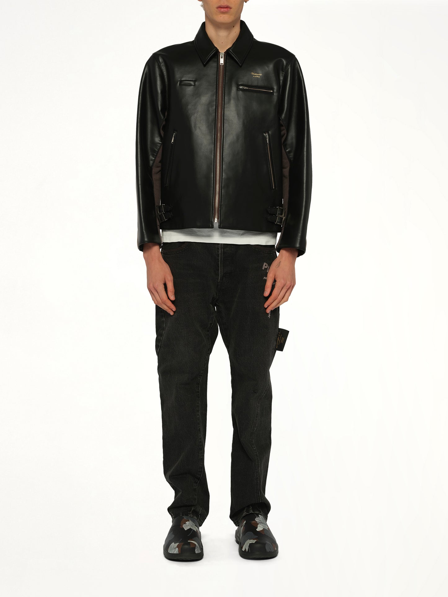 Faux Leather Blouson in Black