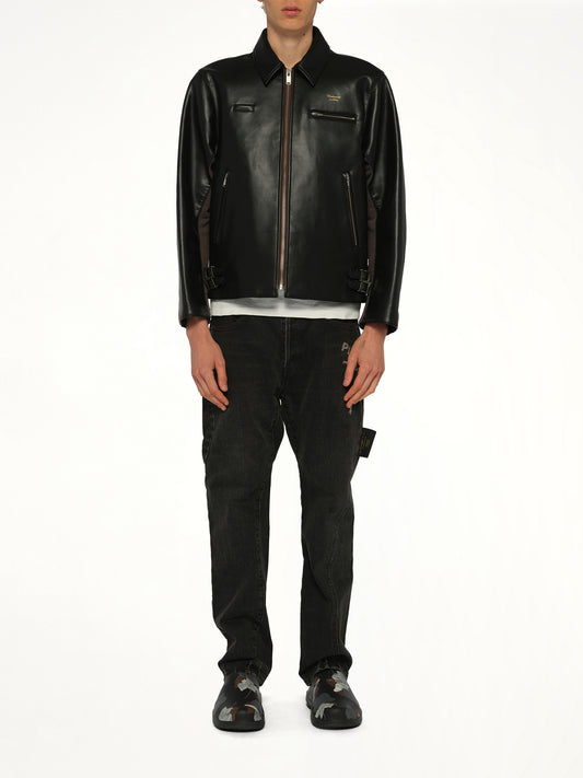 Faux Leather Blouson in Black