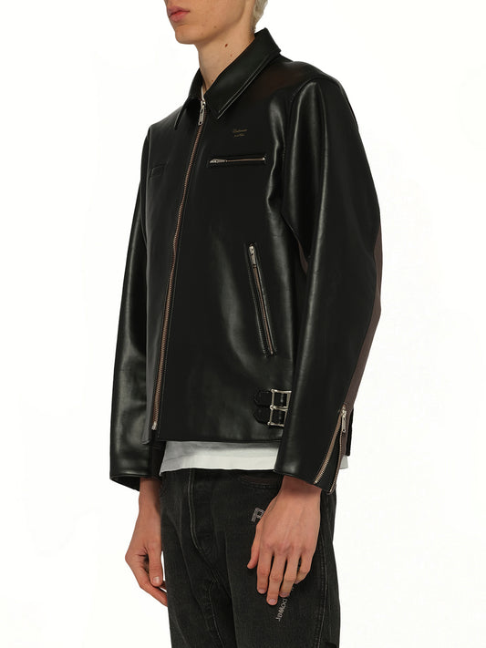 Faux Leather Blouson in Black