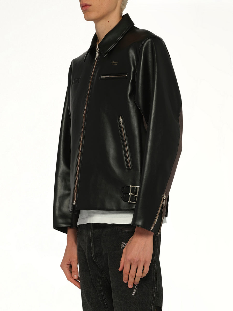 Faux Leather Blouson in Black