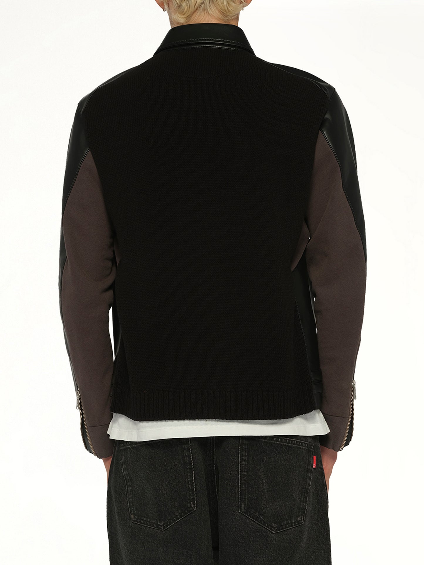 Faux Leather Blouson in Black