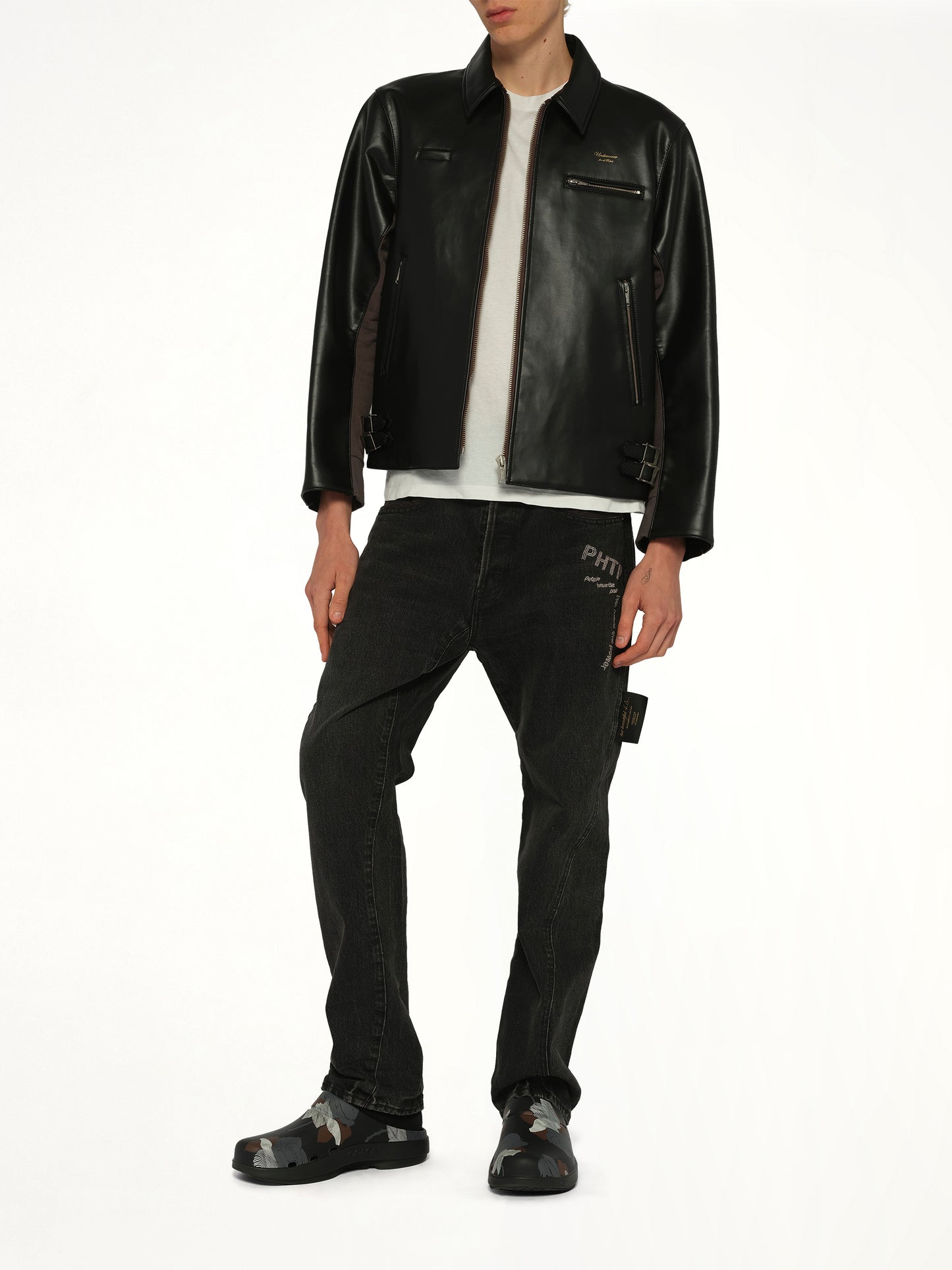 Faux Leather Blouson in Black