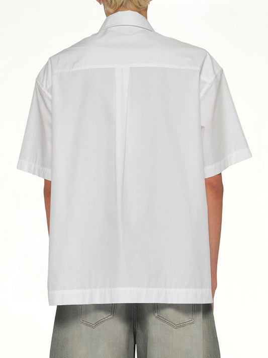 Bamboo Printed Short Sleeve Shirt in White
