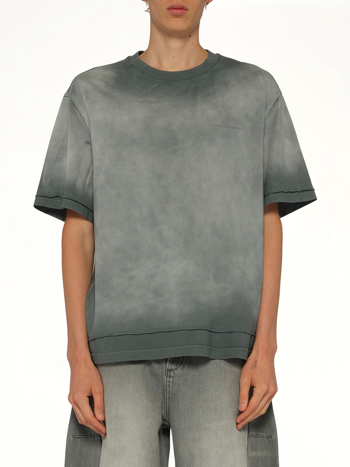 2 in 1 Washed T-Shirt in Grey