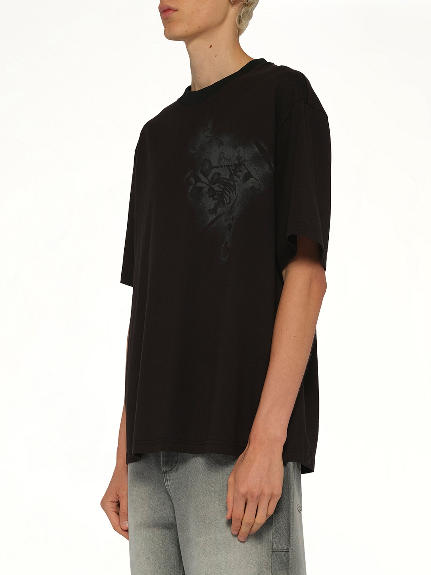 Spray Painted Plants Dye T-Shirt in Black