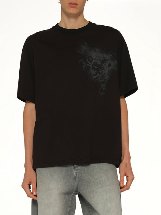 Spray Painted Plants Dye T-Shirt in Black