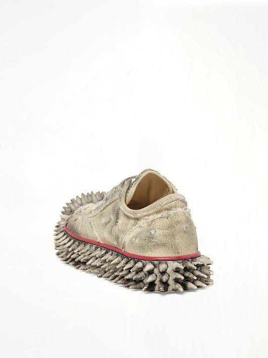 Dirty Spike Toe  Cap Canvas Sneaker in White
