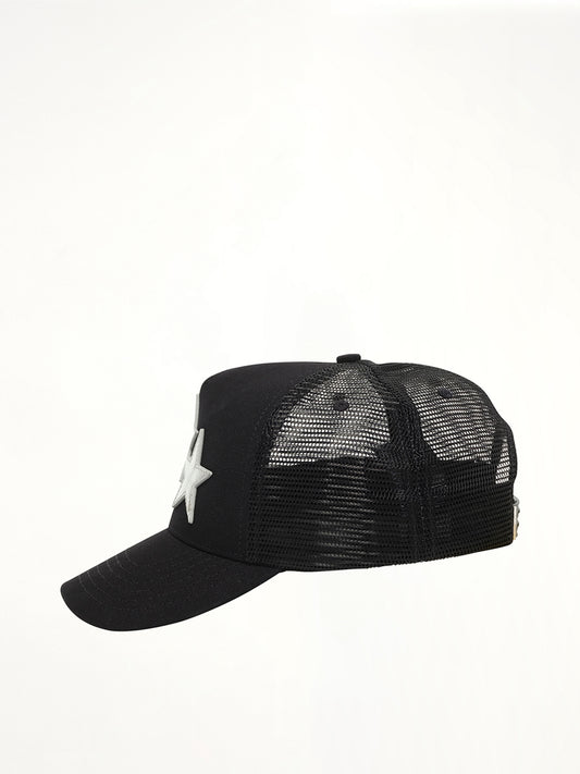 3 Star Metallic Trucker Hat in Black/Silver