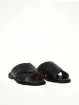 Tabi Numbers Crossed Sandal in Black Front View | MAISON MARGIELA