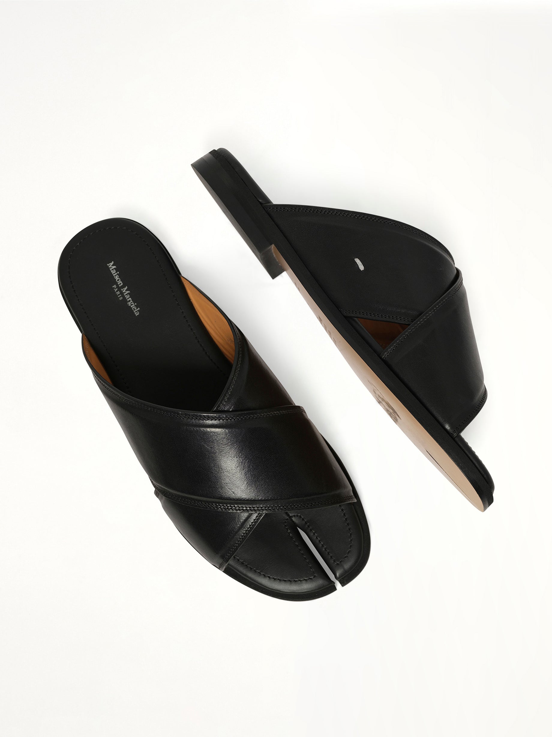 Tabi Numbers Crossed Sandal in Black Top View | MAISON MARGIELA