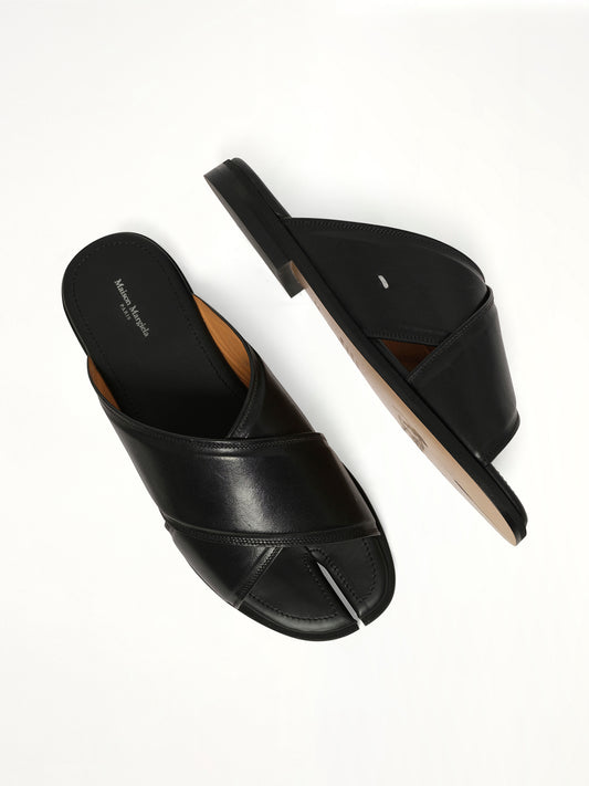 Tabi Numbers Crossed Sandal in Black