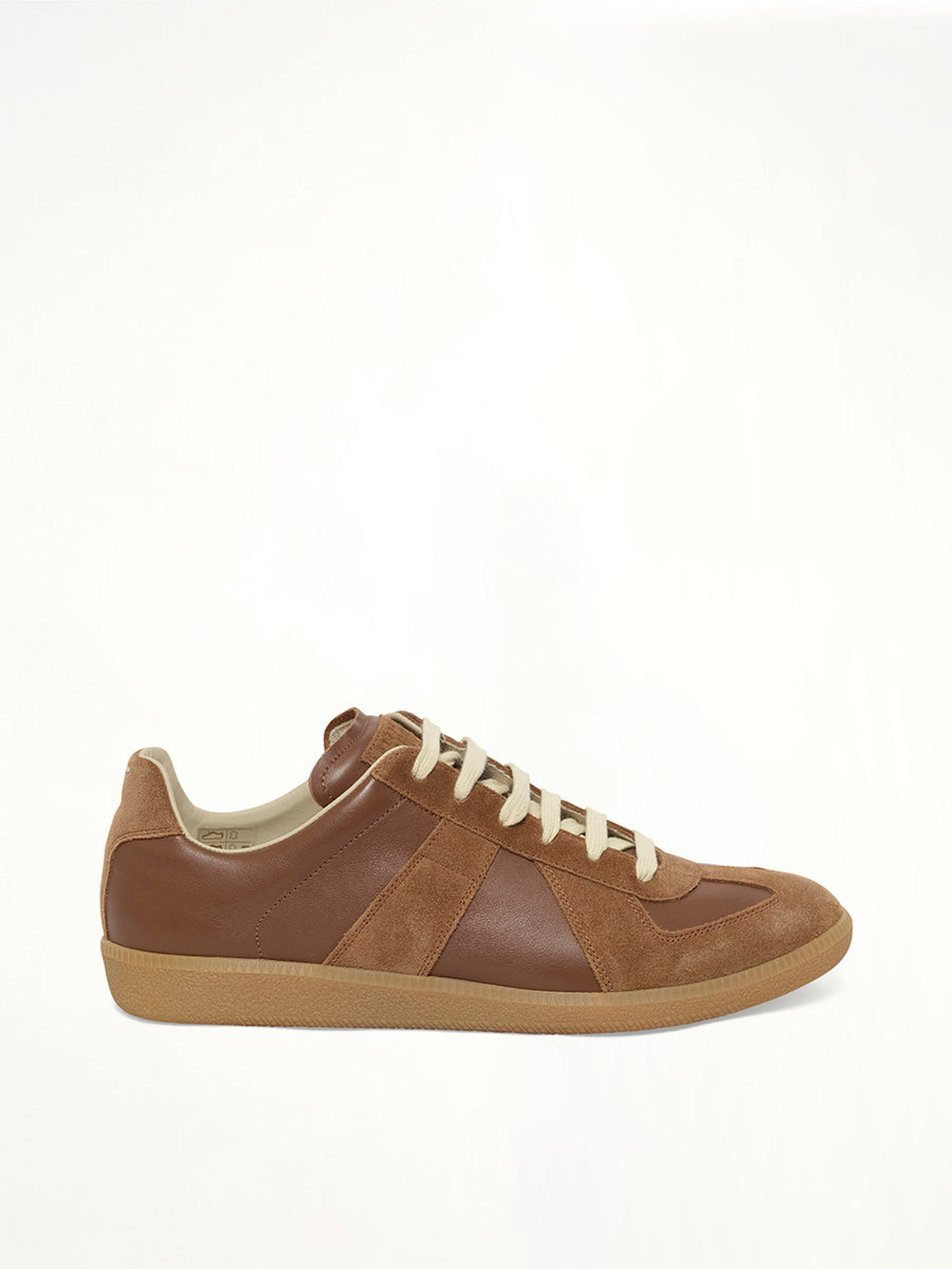 Replica Leather Sneaker in Emperador Side View | MAISON MARGIELA