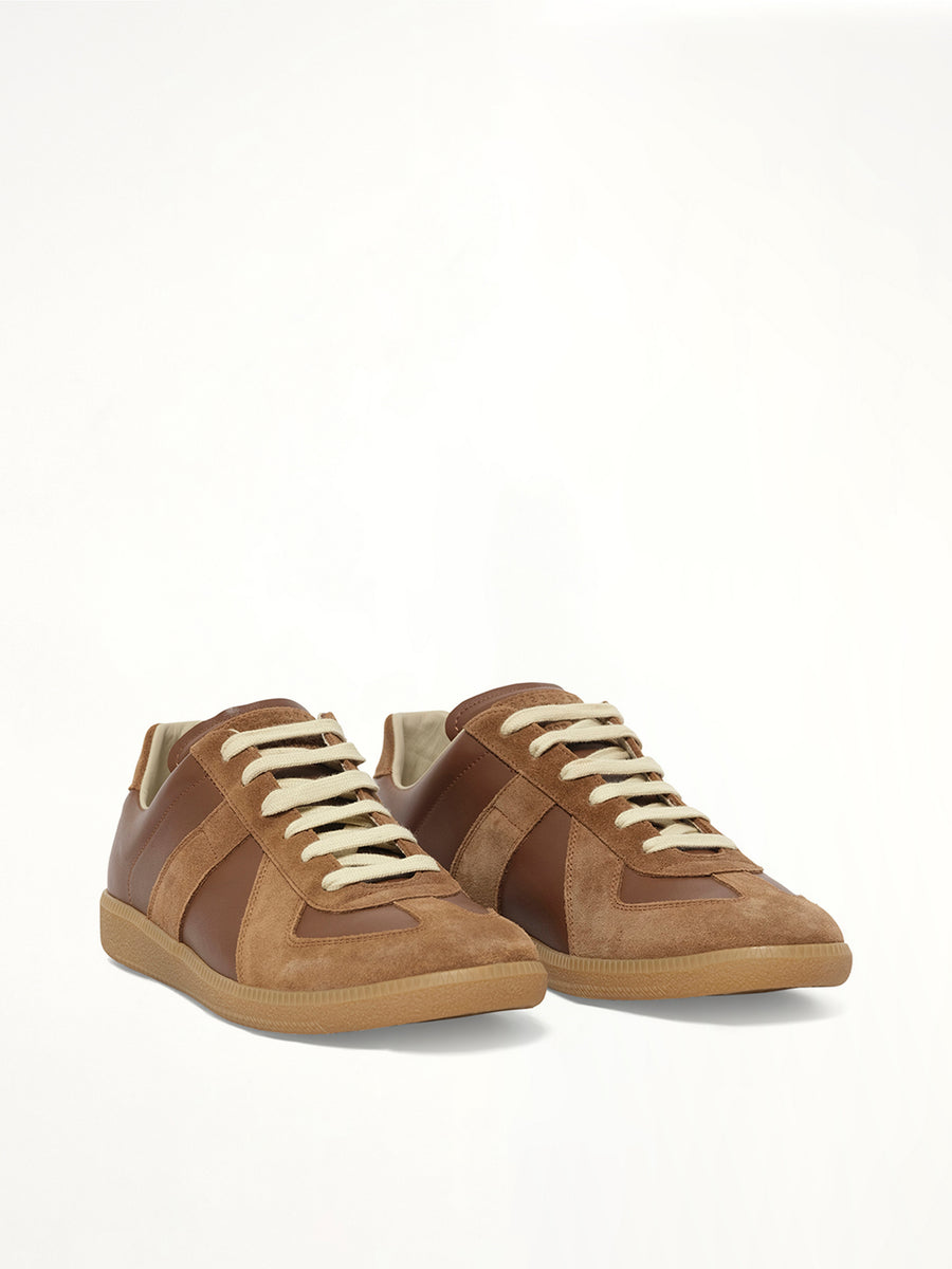 Replica Leather Sneaker in Emperador Front View | MAISON MARGIELA