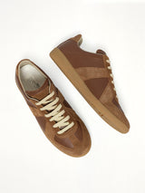 Replica Leather Sneaker in Emperador Top View | MAISON MARGIELA