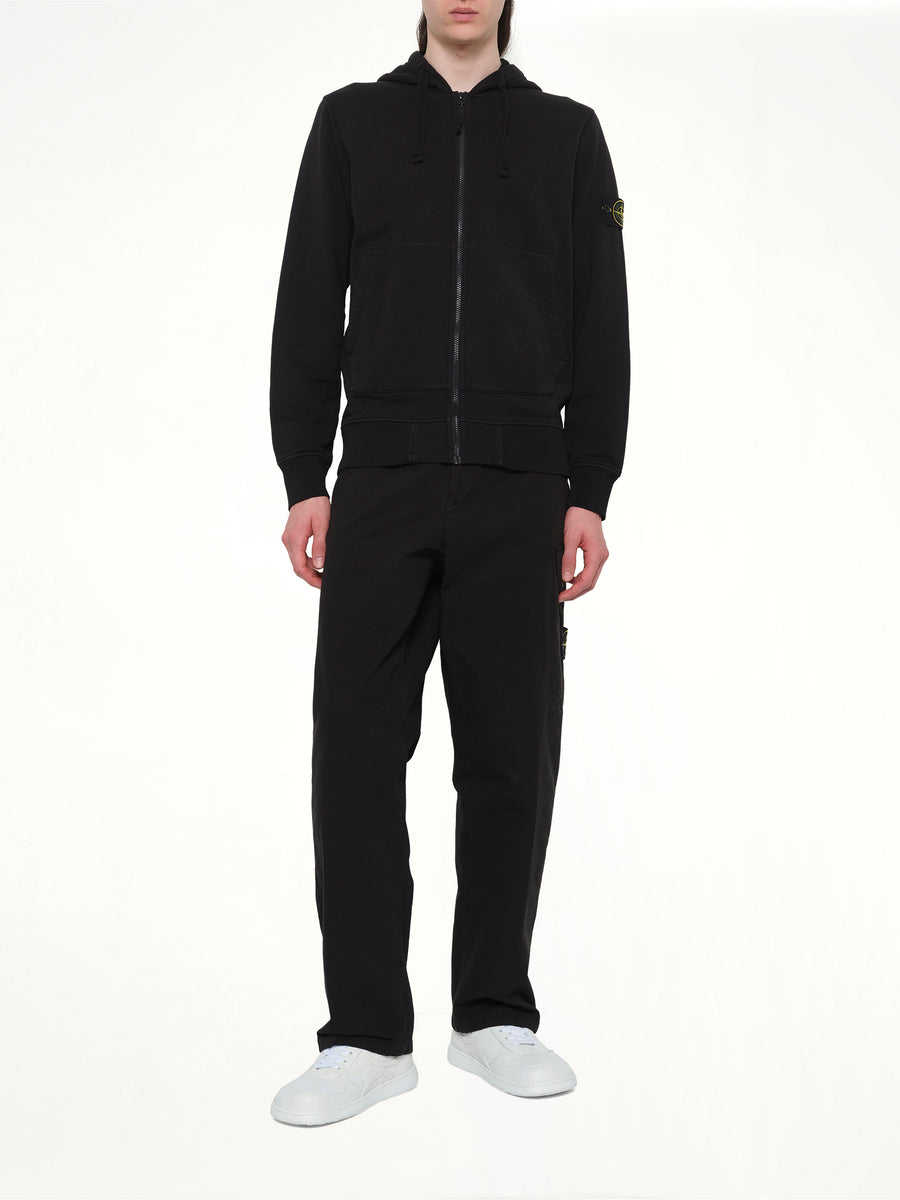 6100061 Cotton Fleece Hoodie in Black