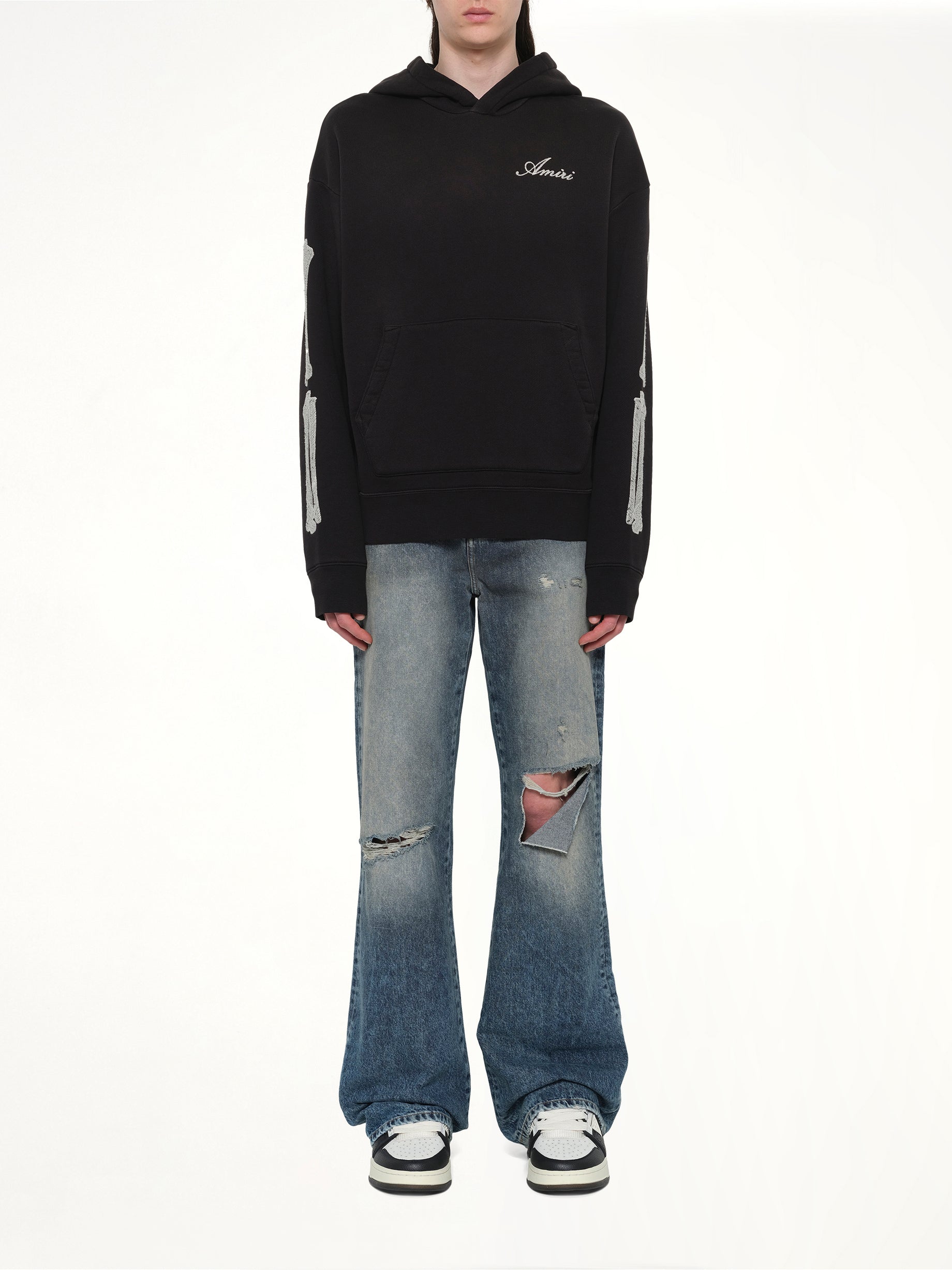 AMIRI Bones Oversized Hoodie in Black Model View from MARAIS
