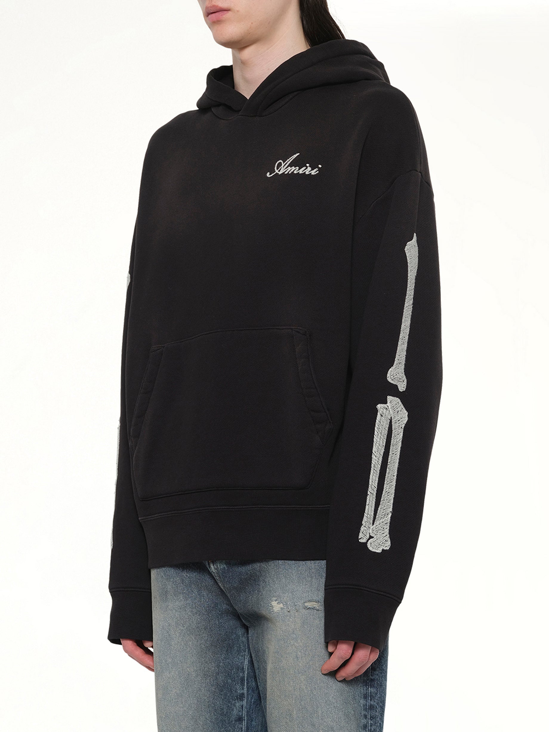 AMIRI Bones Oversized Hoodie in Black Side View from MARAIS