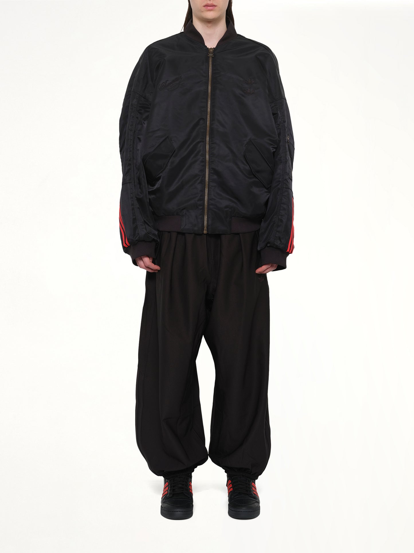 Adidas X Chavarria Satin Bomber Jacket in Black