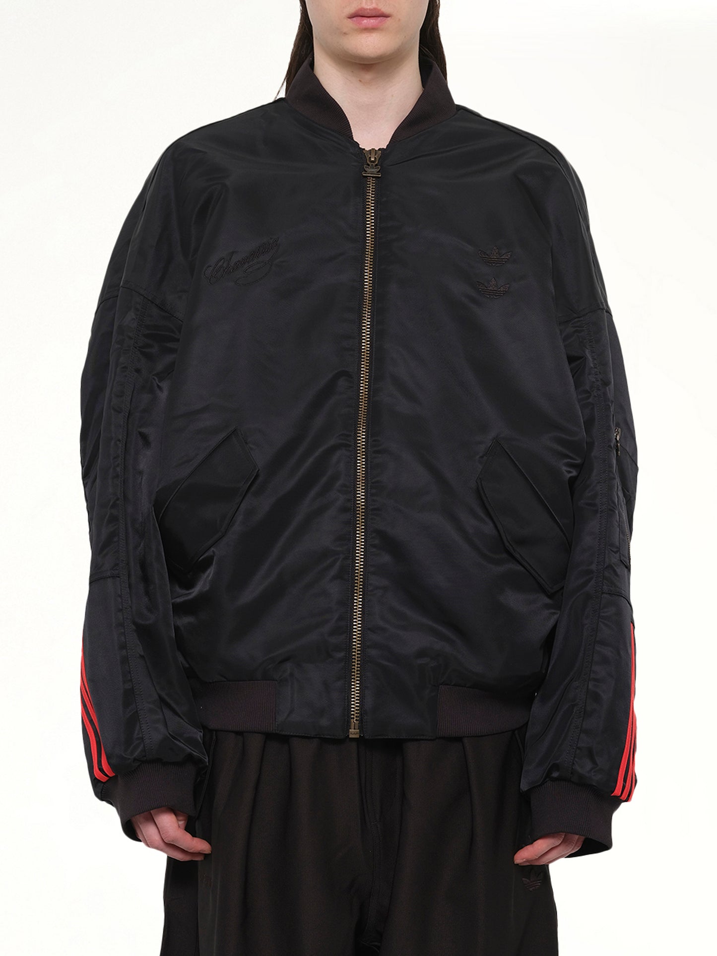 Adidas X Chavarria Satin Bomber Jacket in Black
