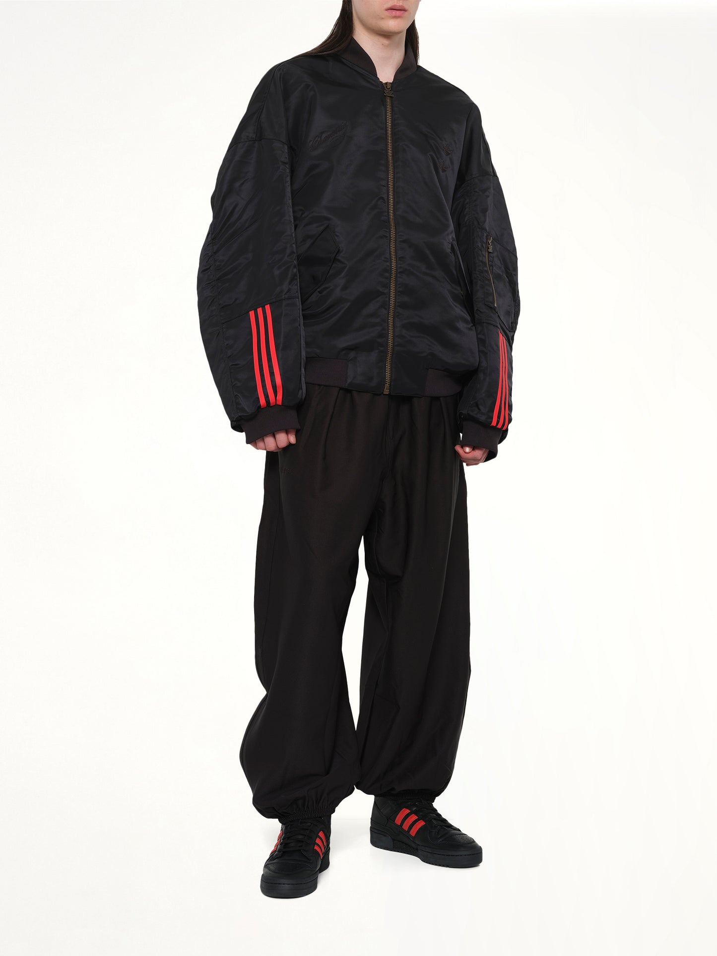 Adidas X Chavarria Satin Bomber Jacket in Black