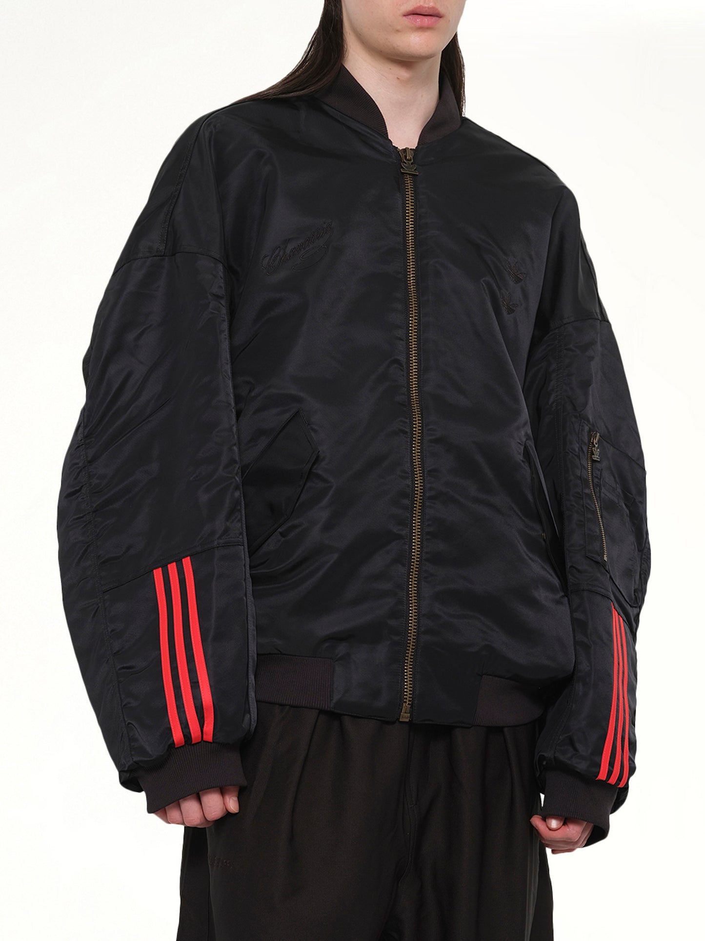 Adidas X Chavarria Satin Bomber Jacket in Black