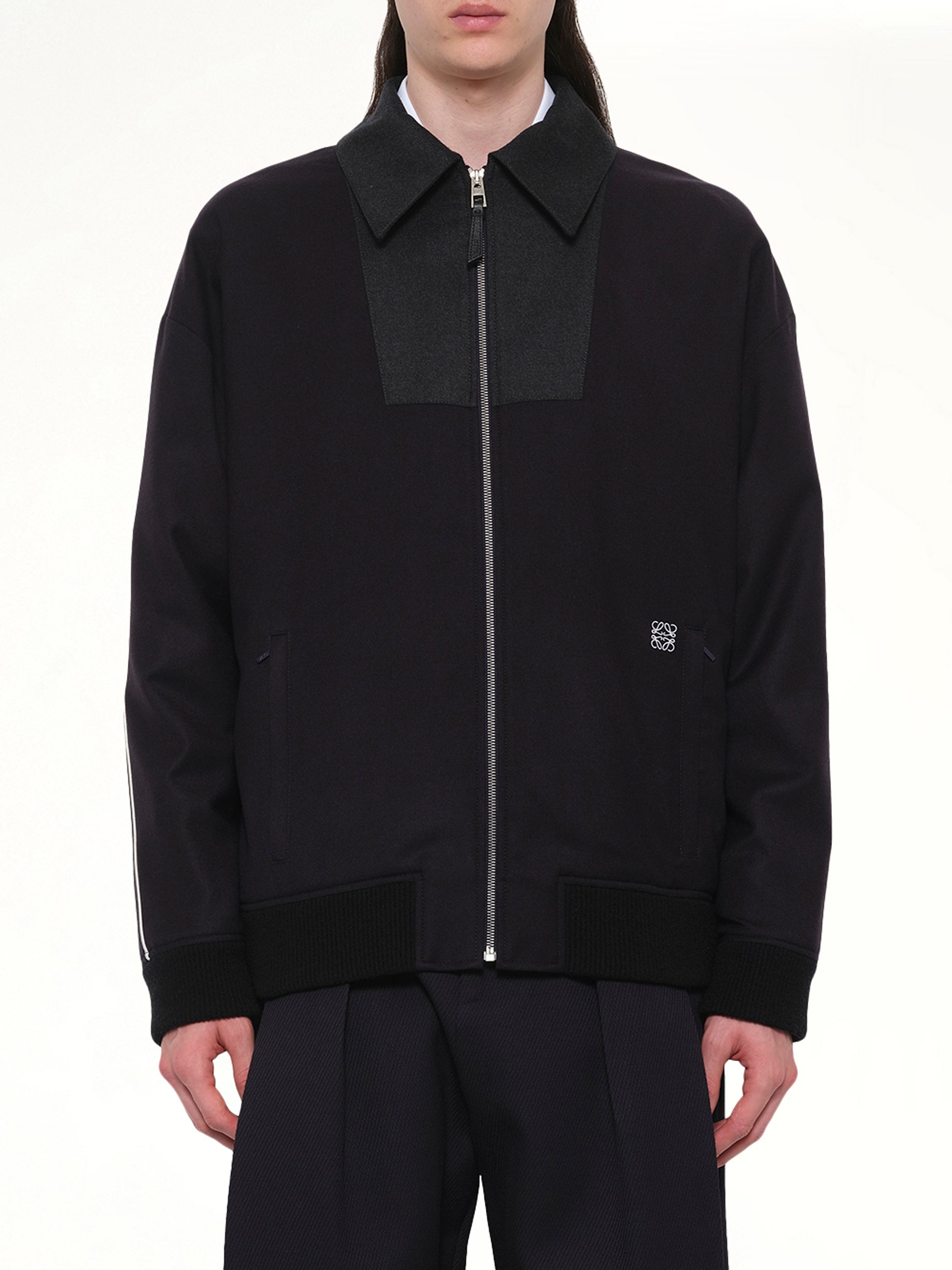 Wool Traksuit Jacket in Navy/Grey