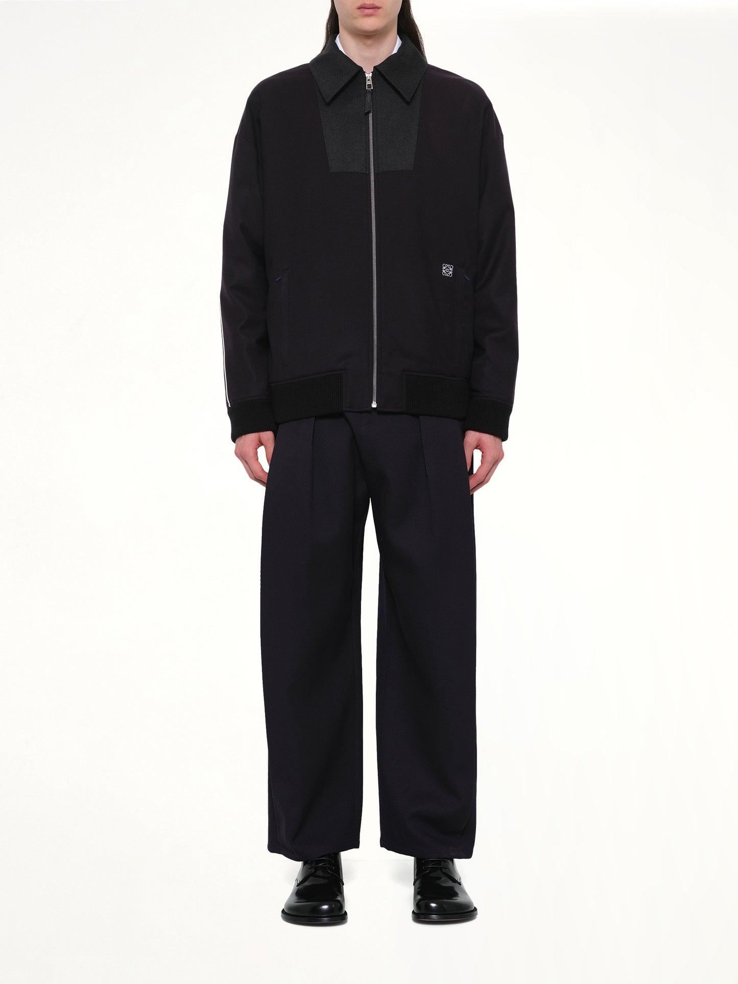 Wool Traksuit Jacket in Navy/Grey