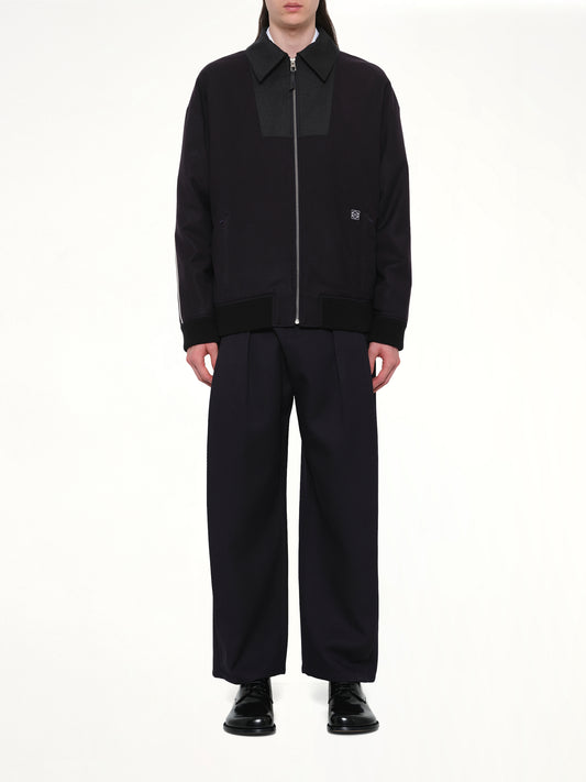 Wool Traksuit Jacket in Navy/Grey