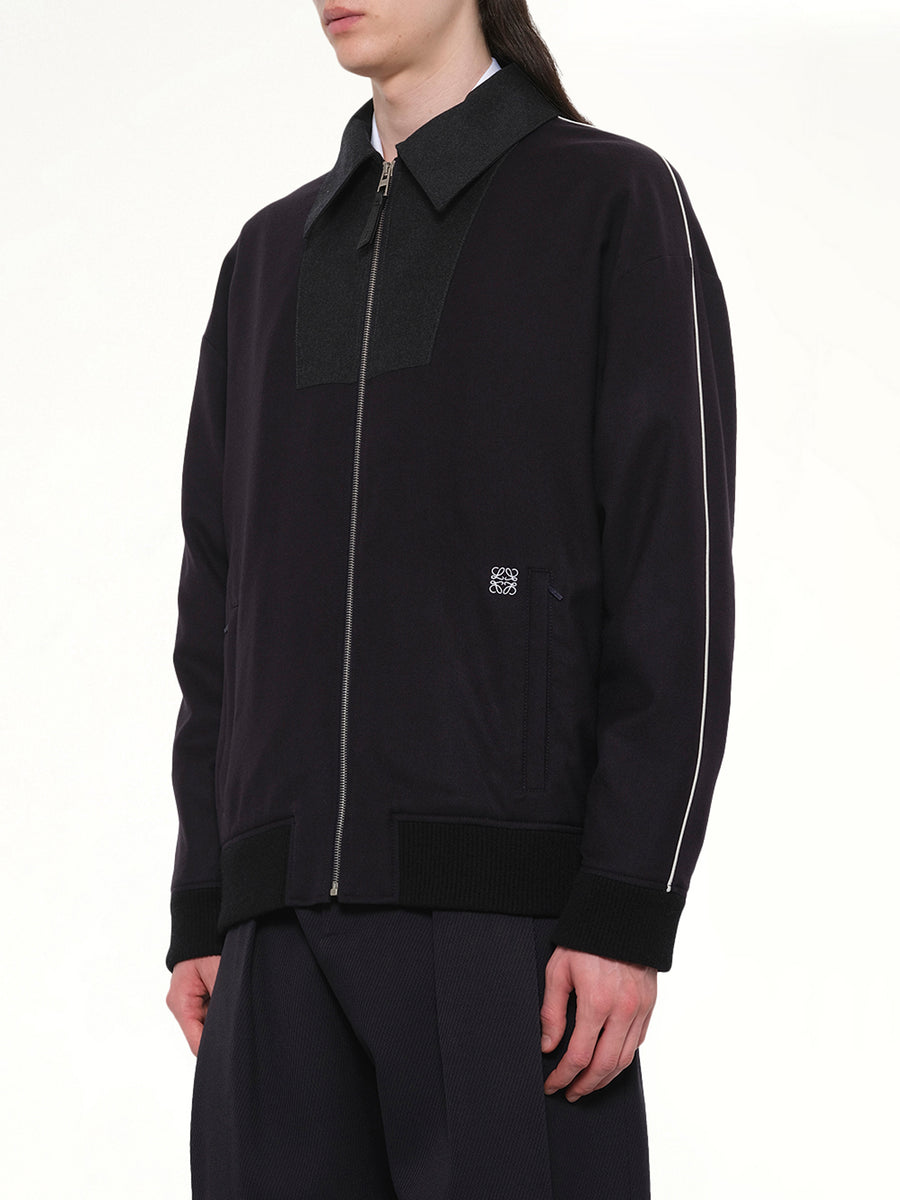Wool Traksuit Jacket in Navy/Grey