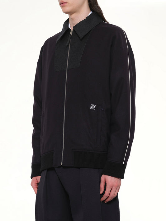 Wool Traksuit Jacket in Navy/Grey