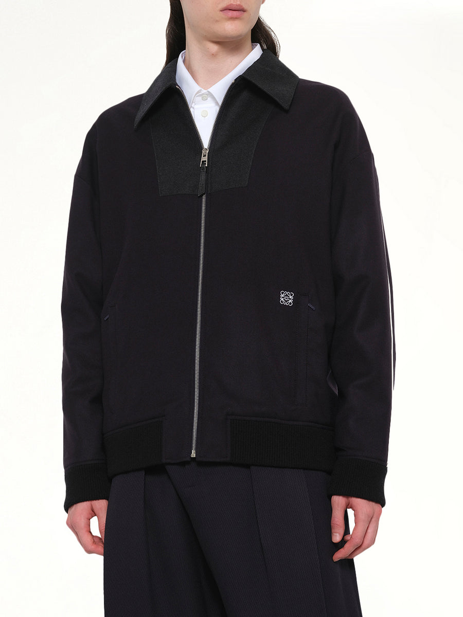 Wool Traksuit Jacket in Navy/Grey