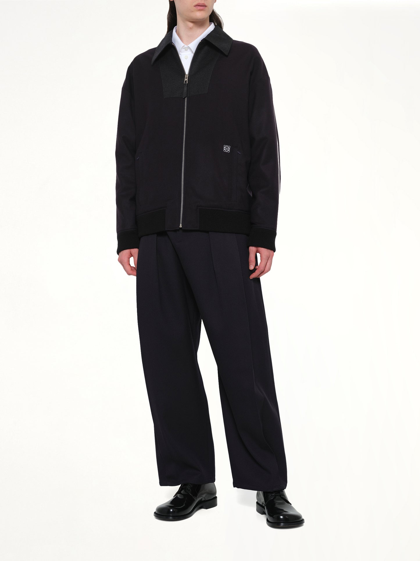 Wool Traksuit Jacket in Navy/Grey