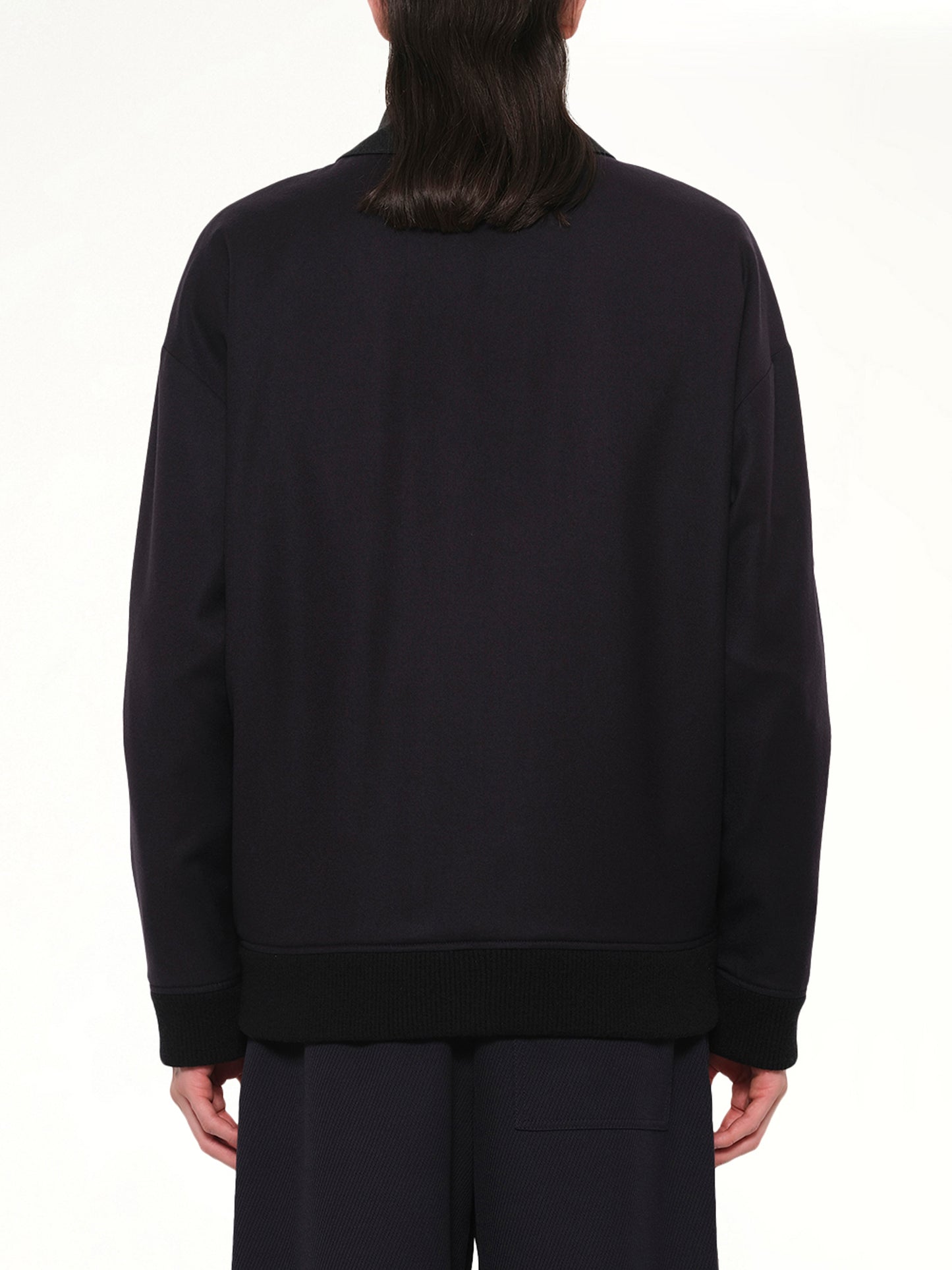 Wool Traksuit Jacket in Navy/Grey