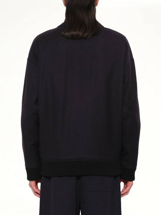 Wool Traksuit Jacket in Navy/Grey