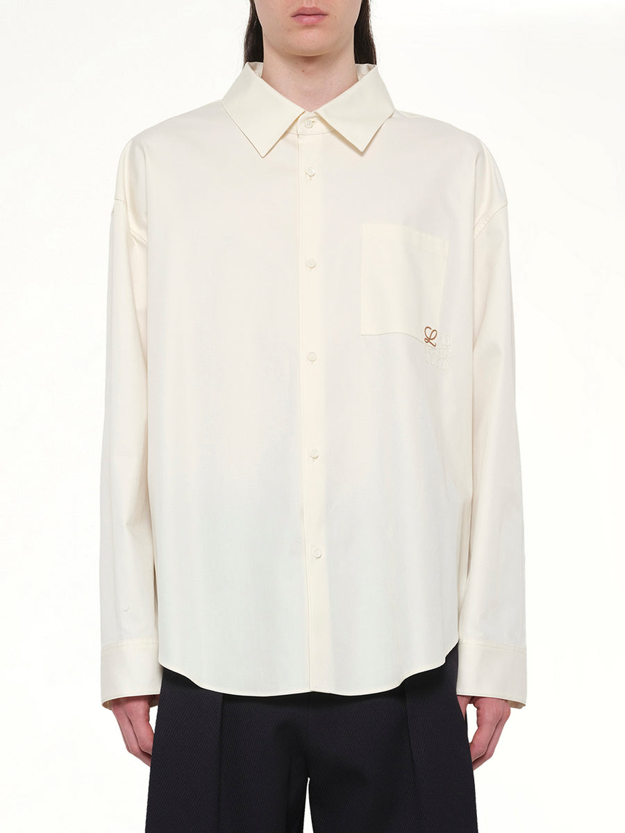 Anagram Embroidered Shirt in Ecru