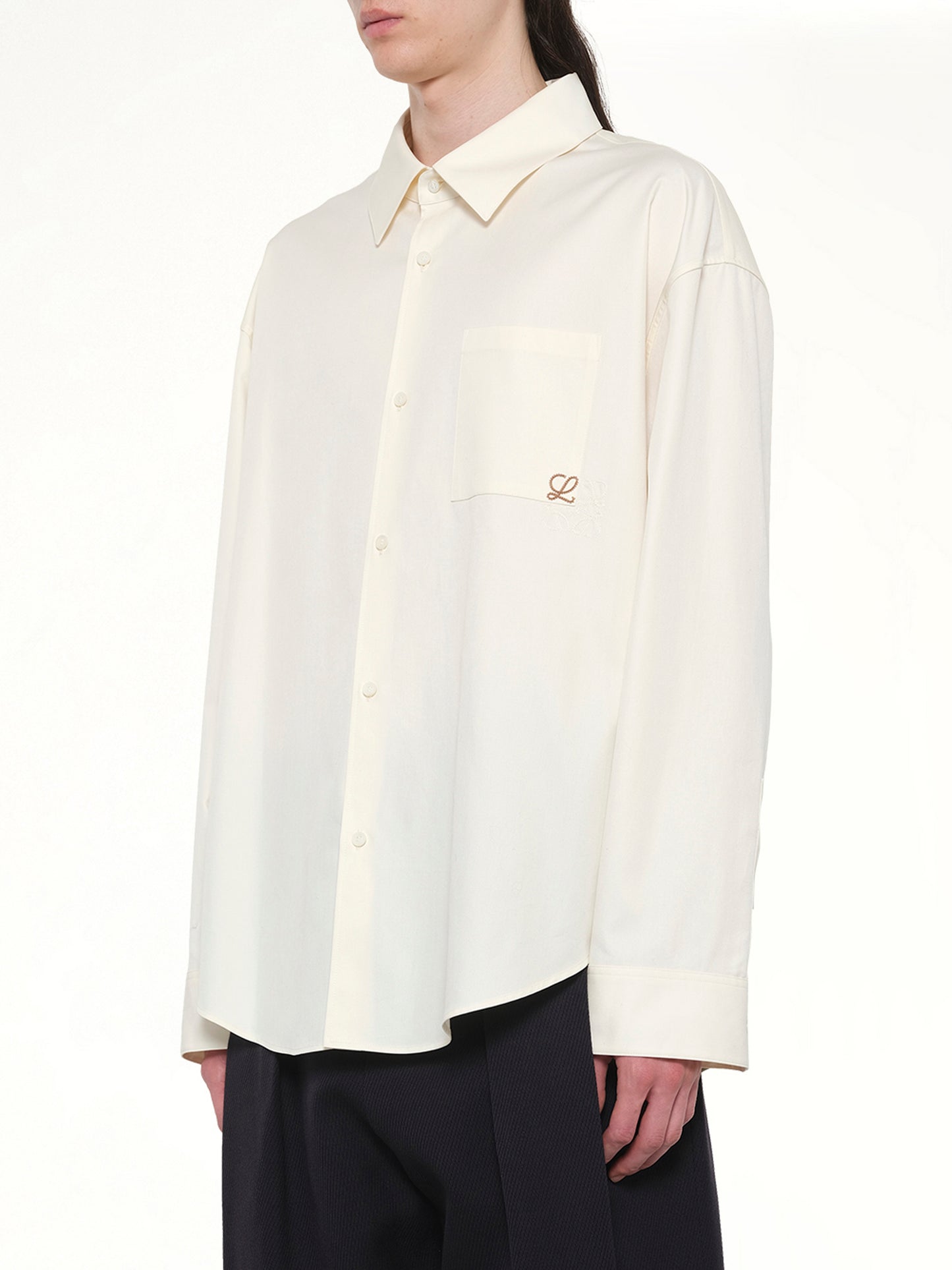 Anagram Embroidered Shirt in Ecru