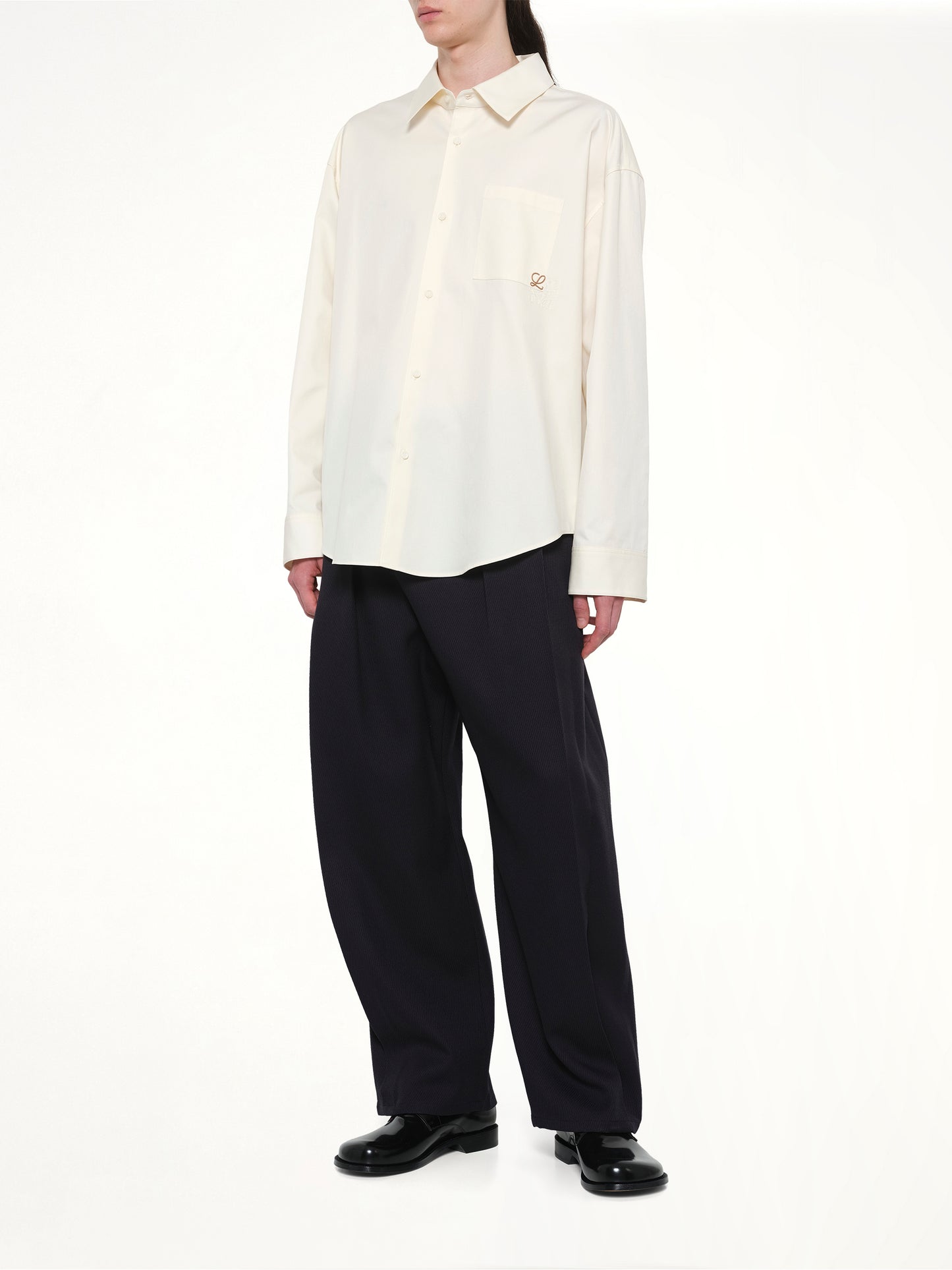 Anagram Embroidered Shirt in Ecru