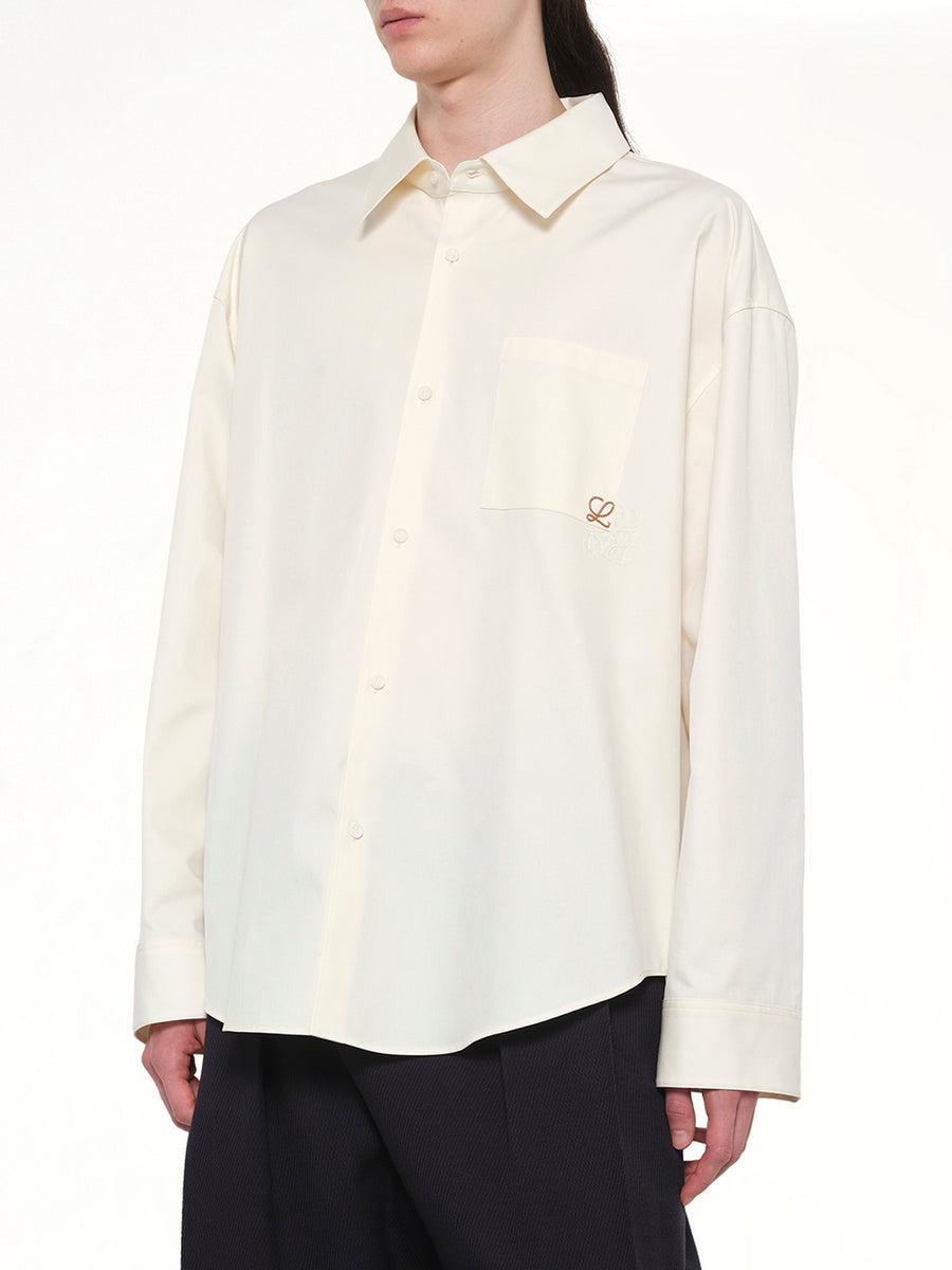 Anagram Embroidered Shirt in Ecru
