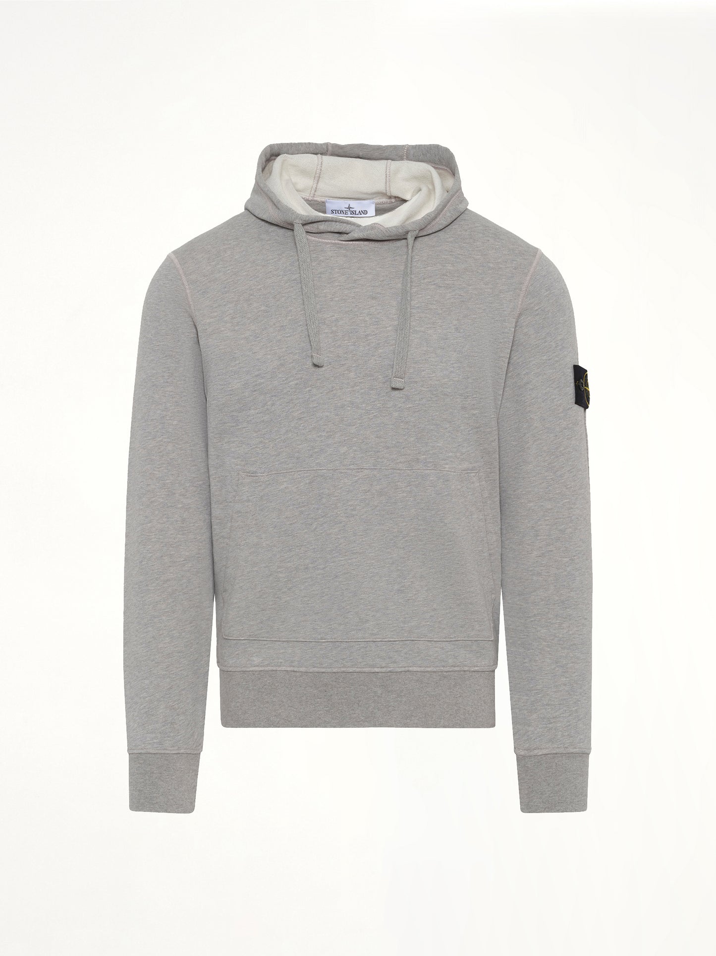 610006 Washed Cotton Fleece Hoodie in Melange Grey