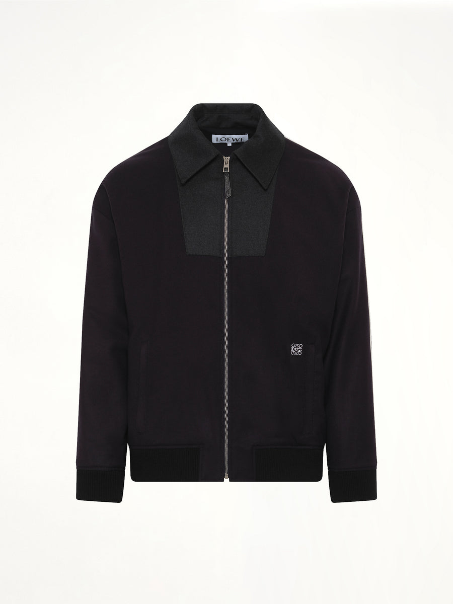 Wool Traksuit Jacket in Navy/Grey