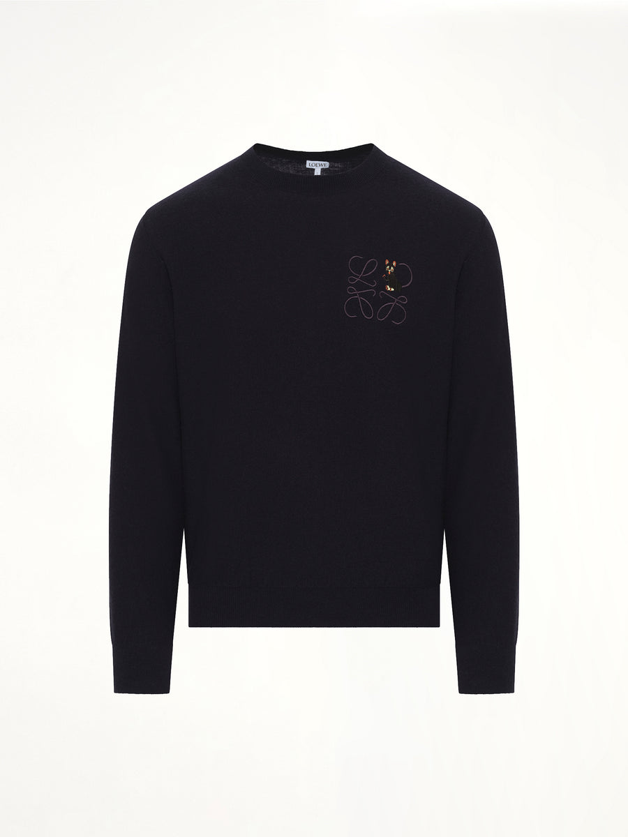 Louis Wain Knit Sweater in Dark Navy Blue