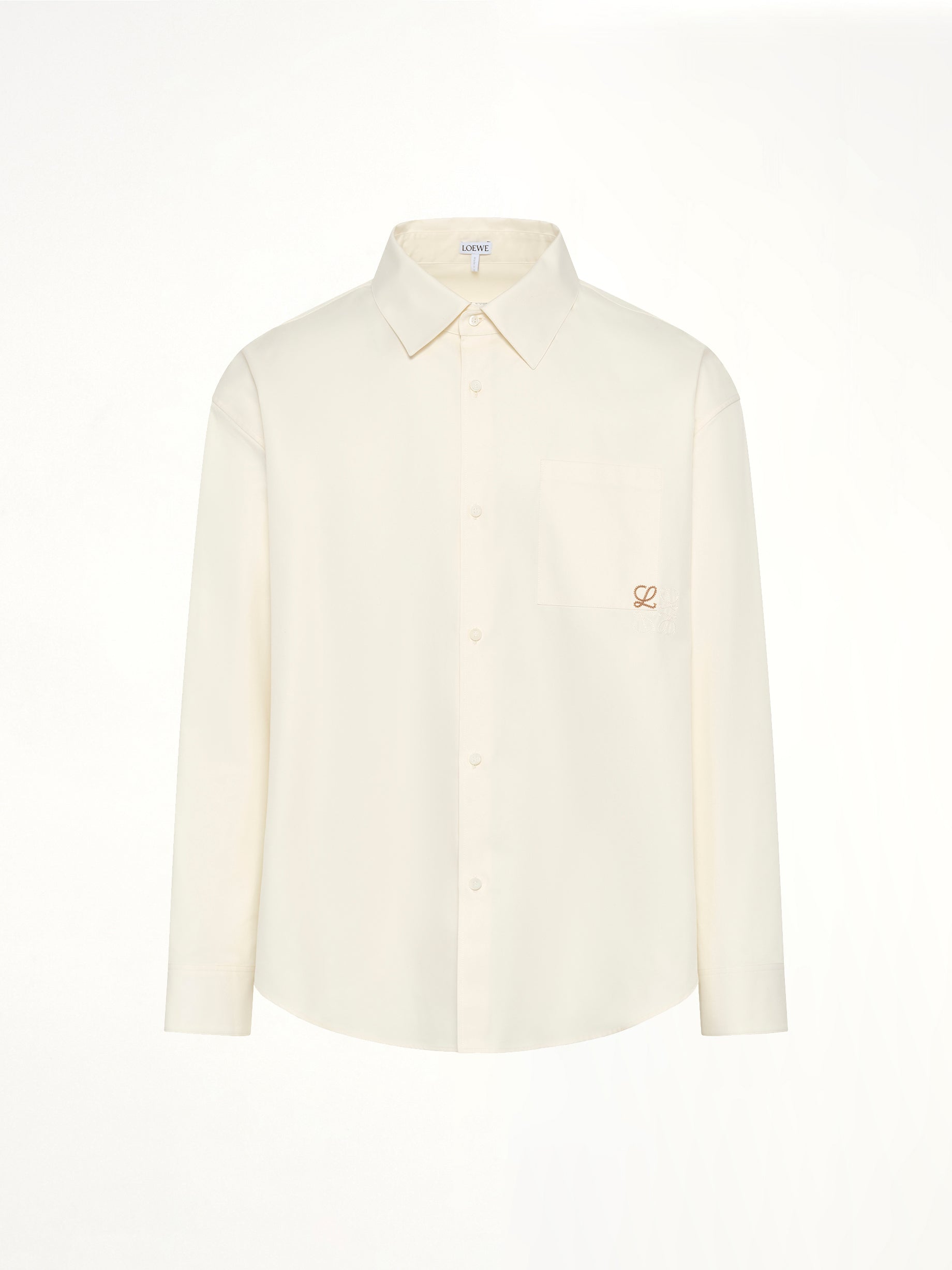 에크루 아나그램 자수 셔츠