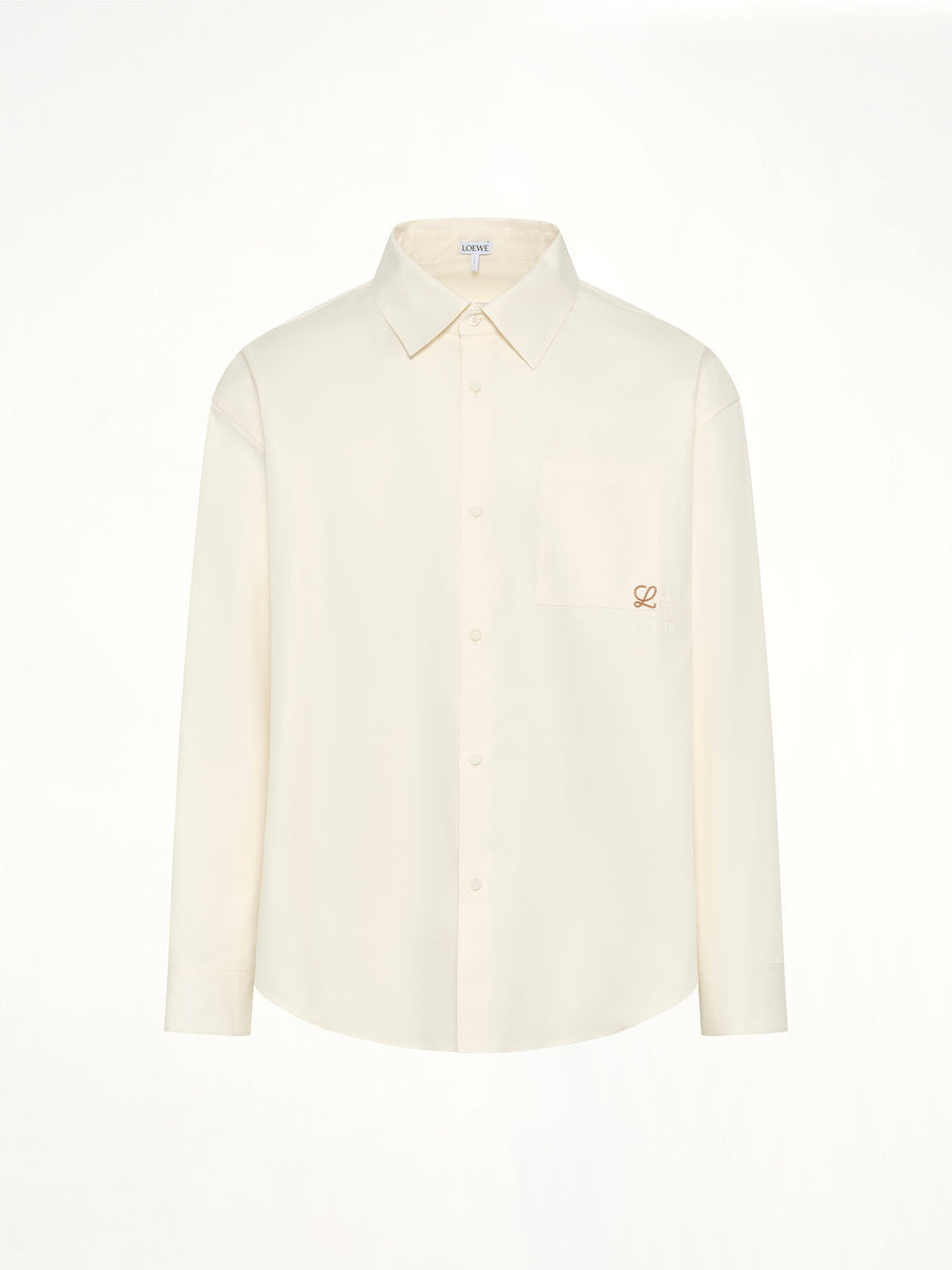 Anagram Embroidered Shirt in Ecru
