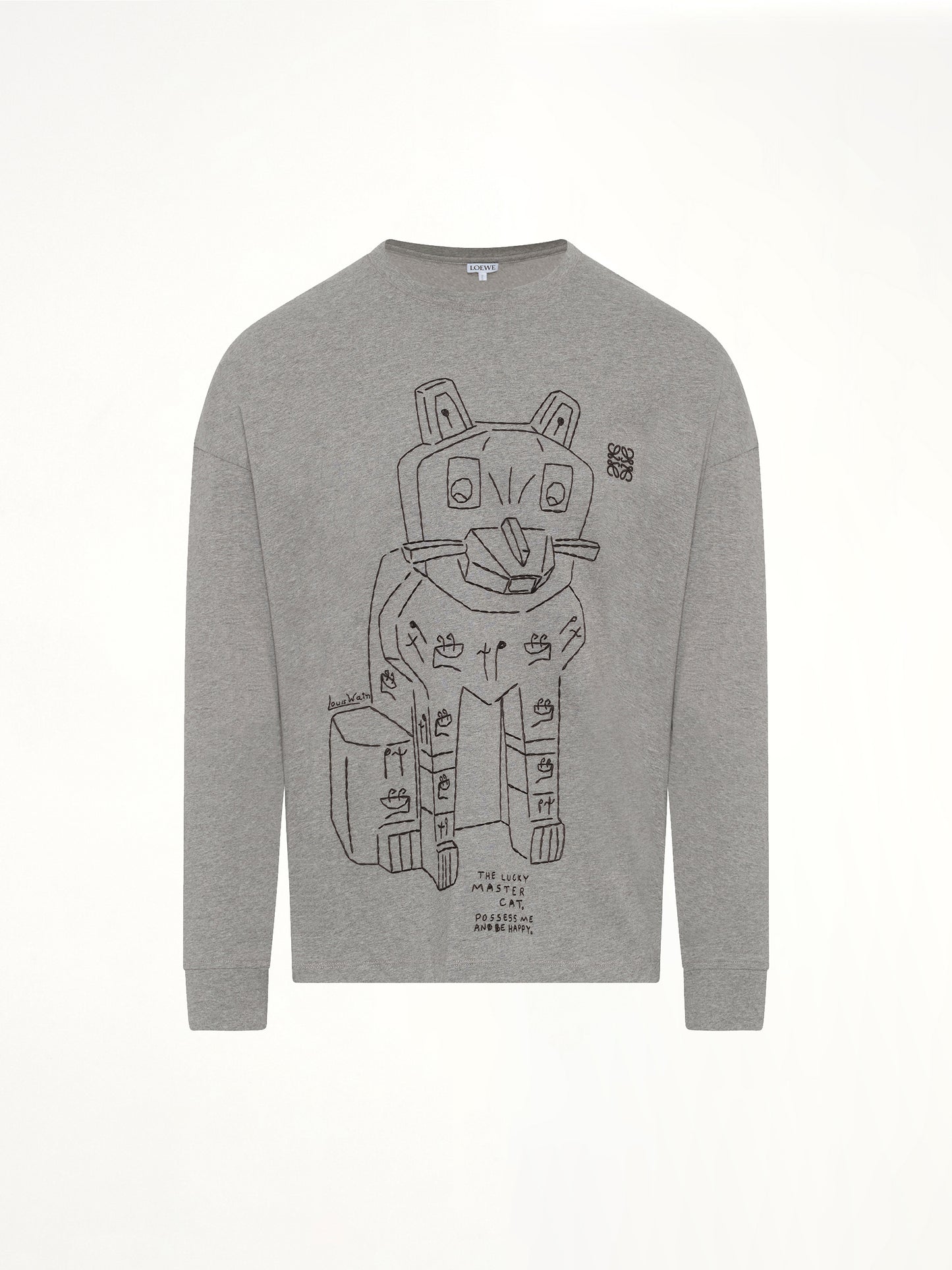 Louis Wain Long Sleeve T-Shirt in Grey Melange