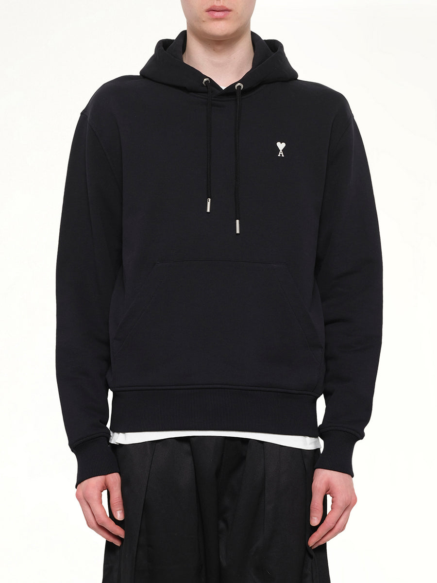 Contrasted Ami De Coeur Hoodie in Black