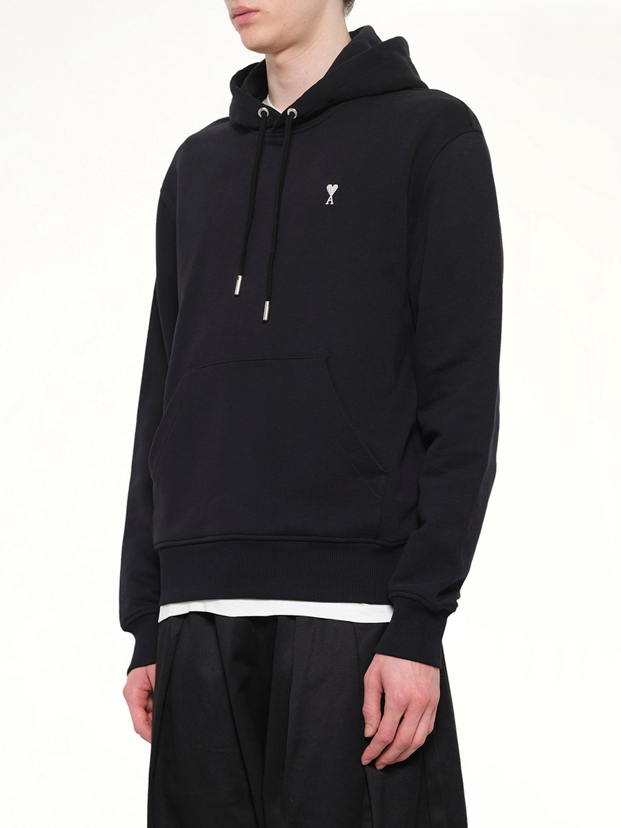 Contrasted Ami De Coeur Hoodie in Black